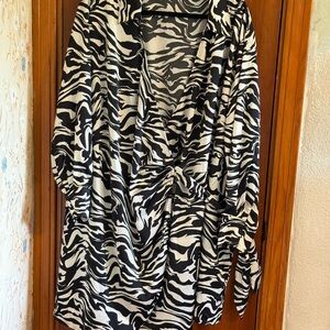 H&M Black and White Zebra Print Wrap Dress